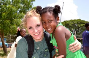 Emeline with her sponsored child, Yesuany