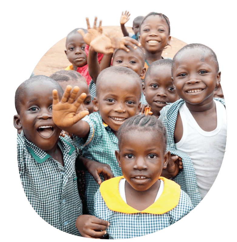 Smiling and waving kids from Sierra Leone